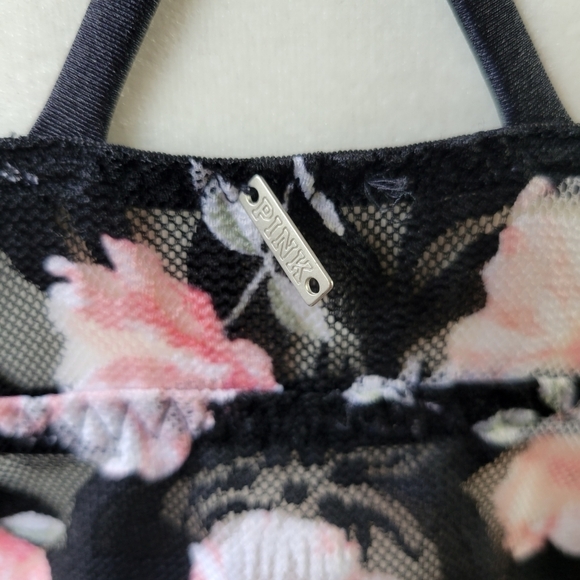 VS PINK // ltd ed stretchy satin & lace strappy cross back plunge bralette - Picture 6 of 11